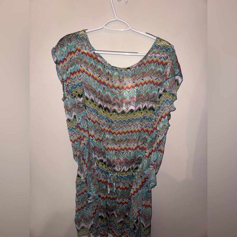 Jessica Simpson Multicolor Chevron Tank Top in Pink, Yellow, Green, Blue